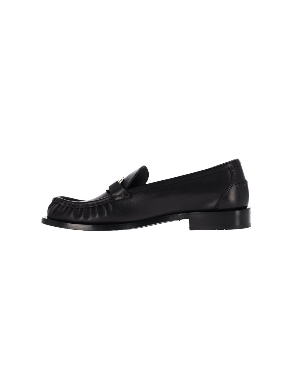 Ferragamo Black Gancini Leather Moccasin Zwart