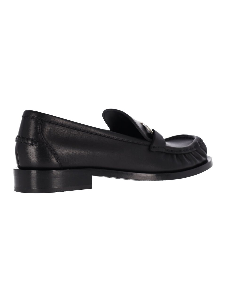 Ferragamo Black Gancini Leather Moccasin Zwart
