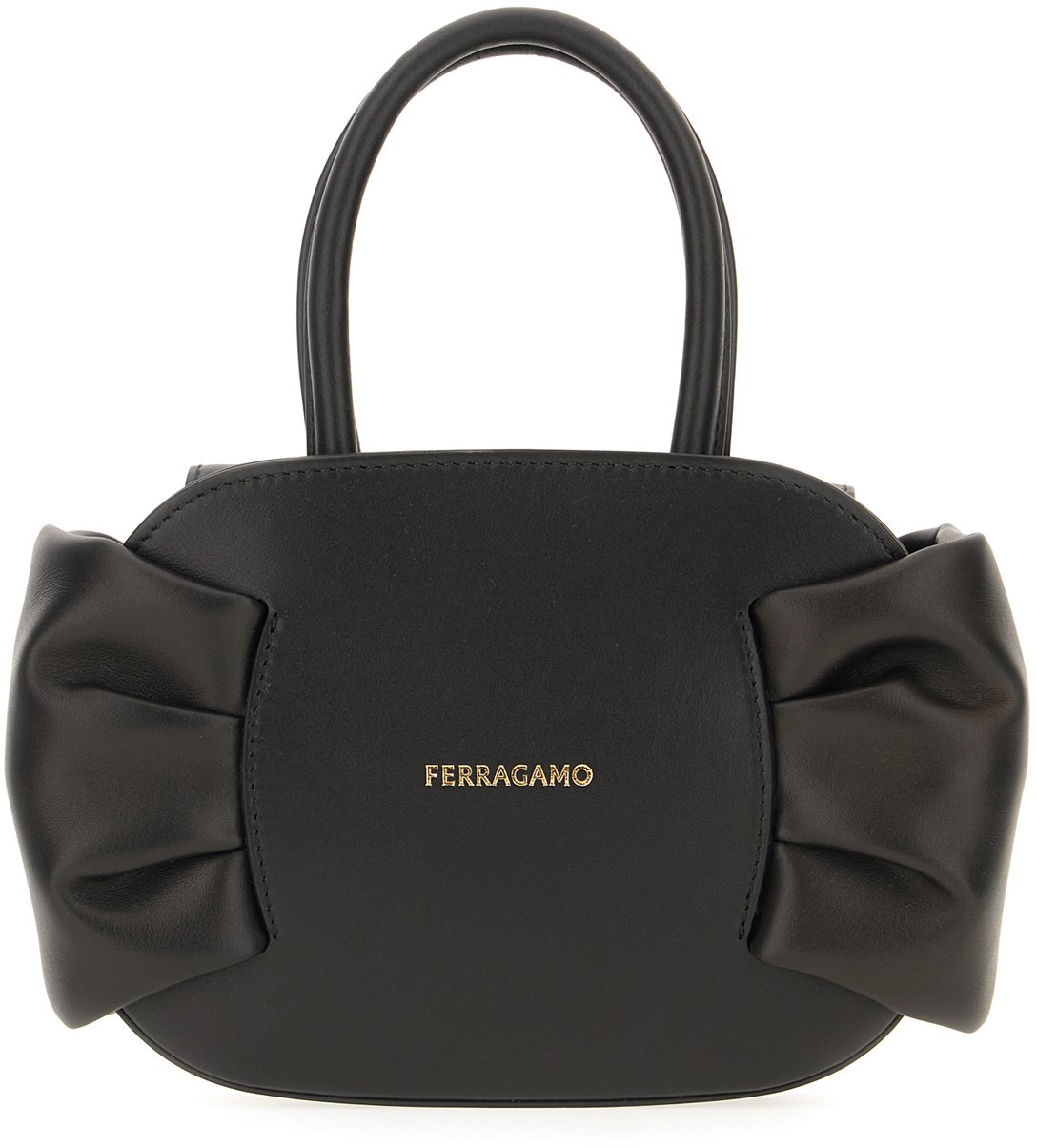 Ferragamo Black leather handbag Zwart