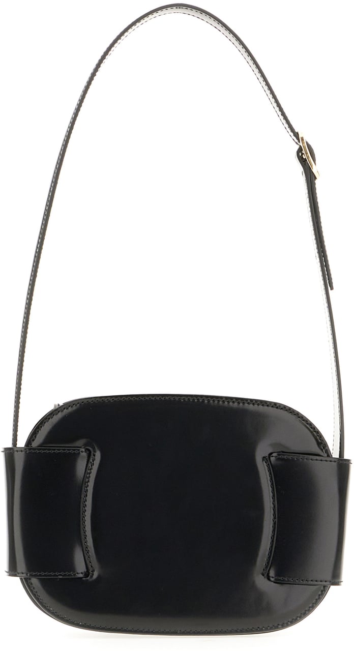 Ferragamo Black leather shoulder bag Zwart