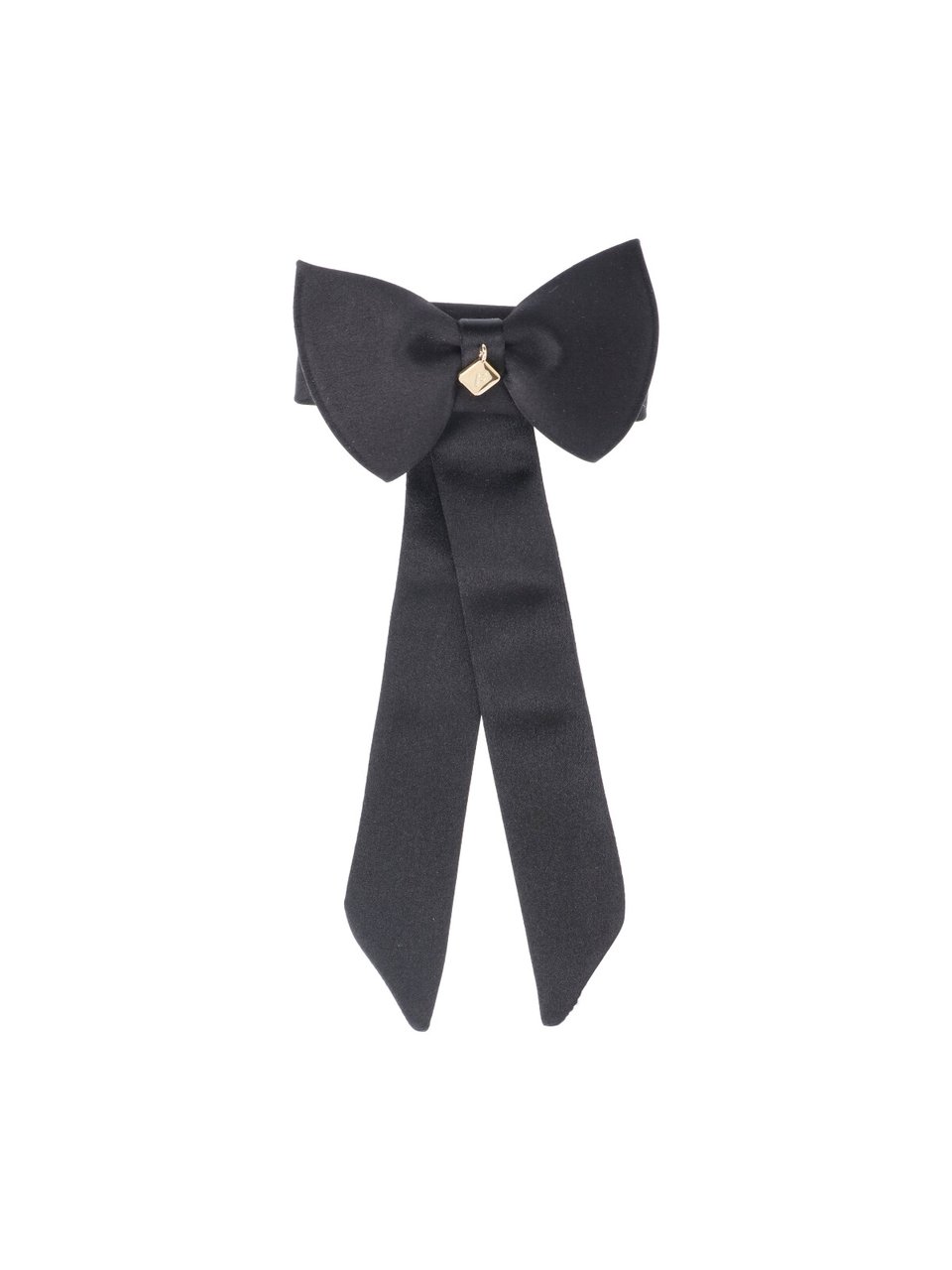 Ferragamo Black Bow Viscose-Silk Hair Clip Zwart