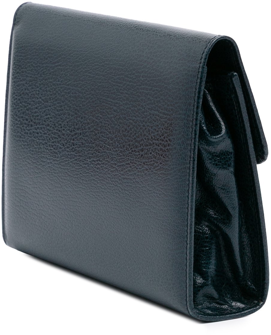 Ferragamo Leather Gancini Clutch Blauw