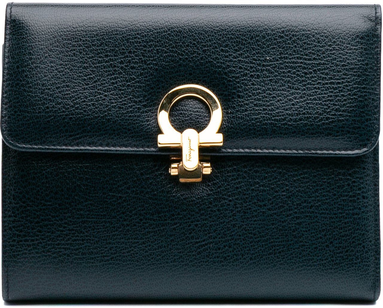 Ferragamo Leather Gancini Clutch Blauw