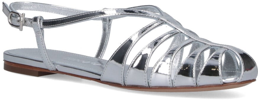Ferragamo Metallic Silver Strappy Sandals Neutraal