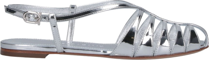 Ferragamo Metallic Silver Strappy Sandals Neutraal