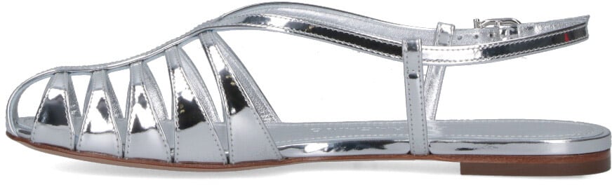 Ferragamo Metallic Silver Strappy Sandals Neutraal