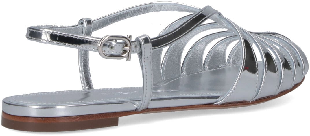 Ferragamo Metallic Silver Strappy Sandals Neutraal
