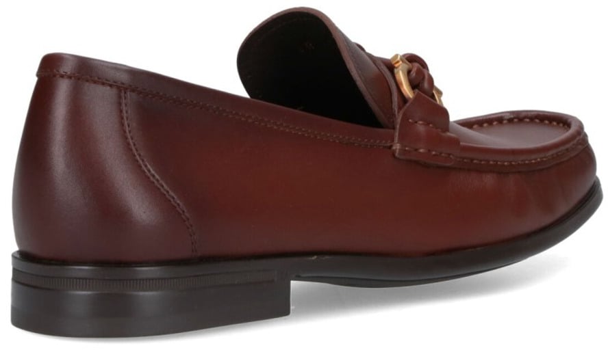 Ferragamo Sleek Leather Loafers With Gold-Tone Detailing Bruin