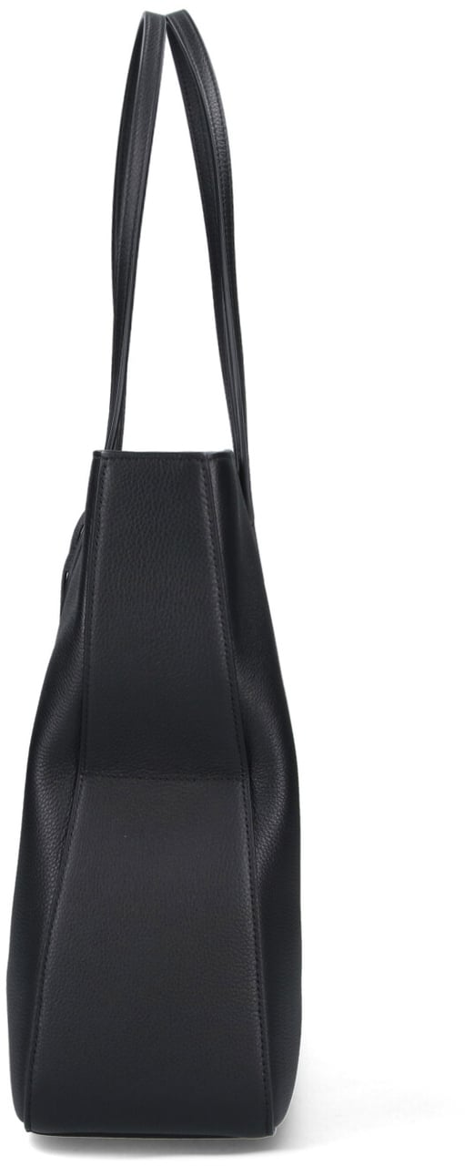 Ferragamo Structured Pebbled Leather Tote with Gold Details Grijs