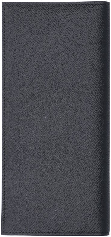 Ferragamo Black Compact Minimalist Smooth Leather Wallet Zwart
