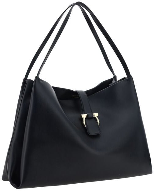 Ferragamo Ferragamo Black Calf Leather Bos Taurus Handbag Zwart