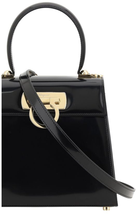 Ferragamo Ferragamo Black Calf Leather Bos Taurus Handbag Zwart