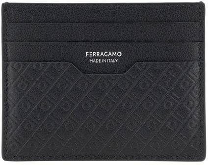 Ferragamo Ferragamo Black Calf Leather Bos Taurus Wallet Zwart