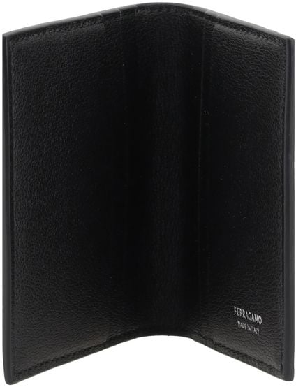 Ferragamo Ferragamo Black Calf Leather Bos Taurus Wallet Zwart
