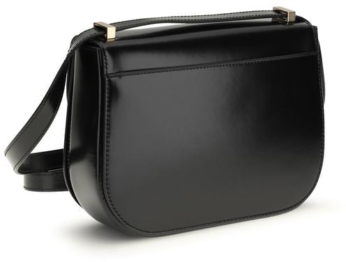 Ferragamo Ferragamo Black Calf Leather Bos Taurus Shoulder Bag Zwart