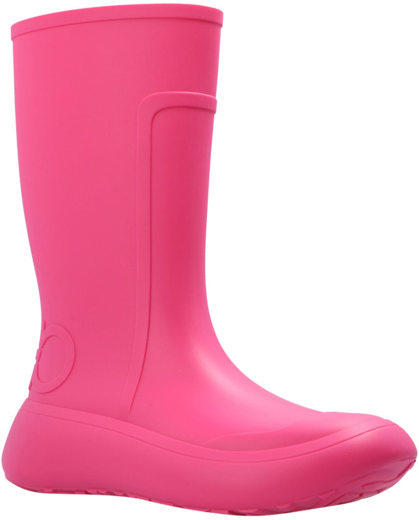 Ferragamo Rainboot Gancini Logo Ankle Boots Roze