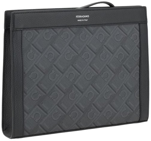 Ferragamo Ferragamo Black Polyethylene Clutch Bag Zwart