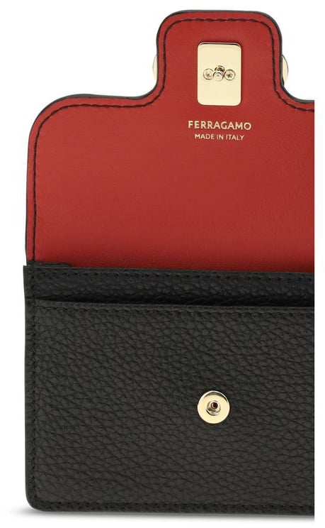 Ferragamo Ferragamo Black Calf Leather Bos Taurus Wallet Zwart