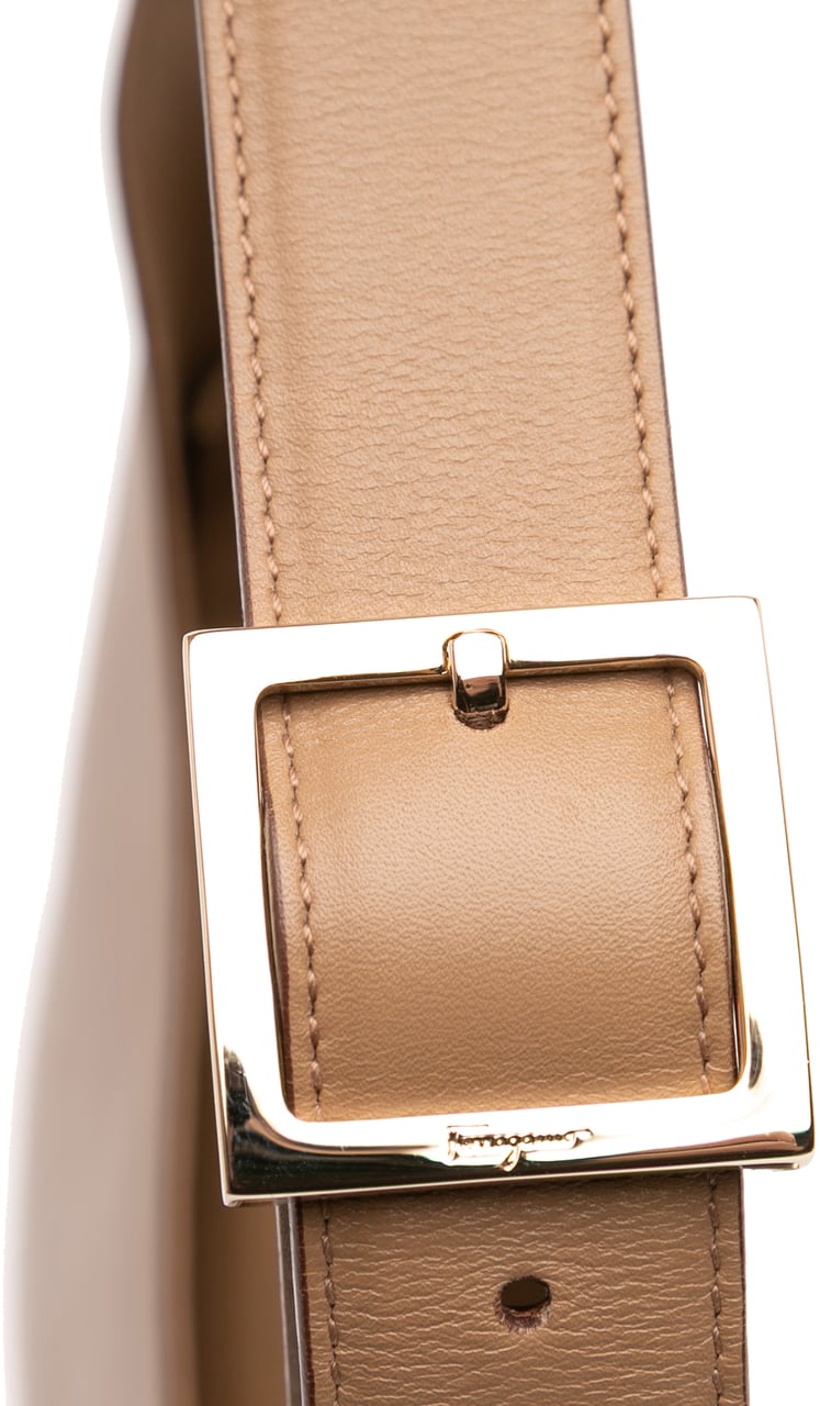 Ferragamo Leather Gancini Shoulder Bag Bruin