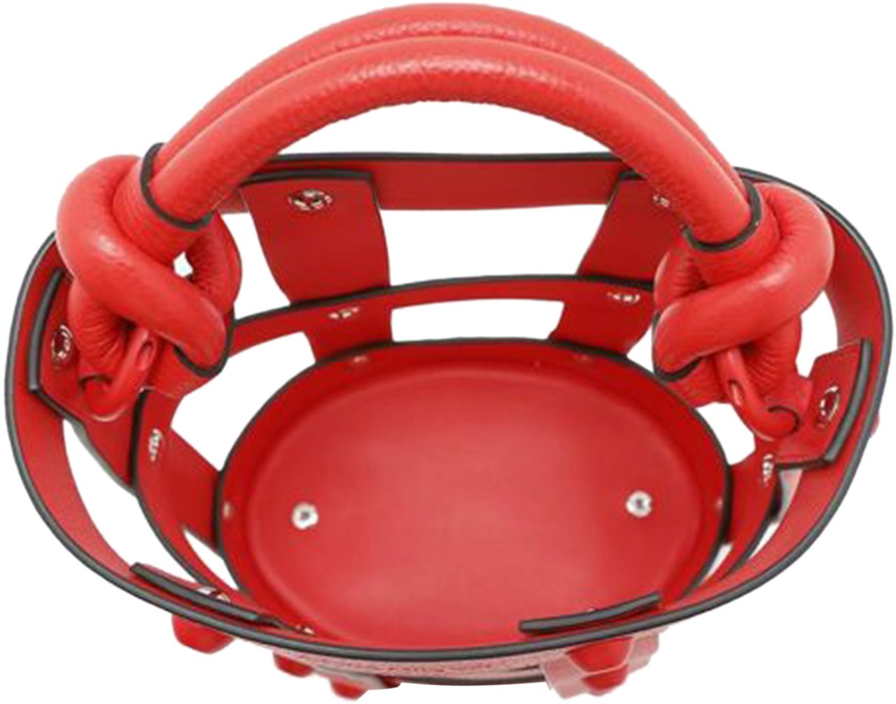 Ferragamo Leather Cage Bucket Bag Rood