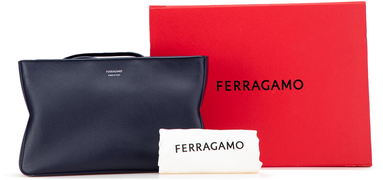 Ferragamo Leather Soft Pouch Blauw