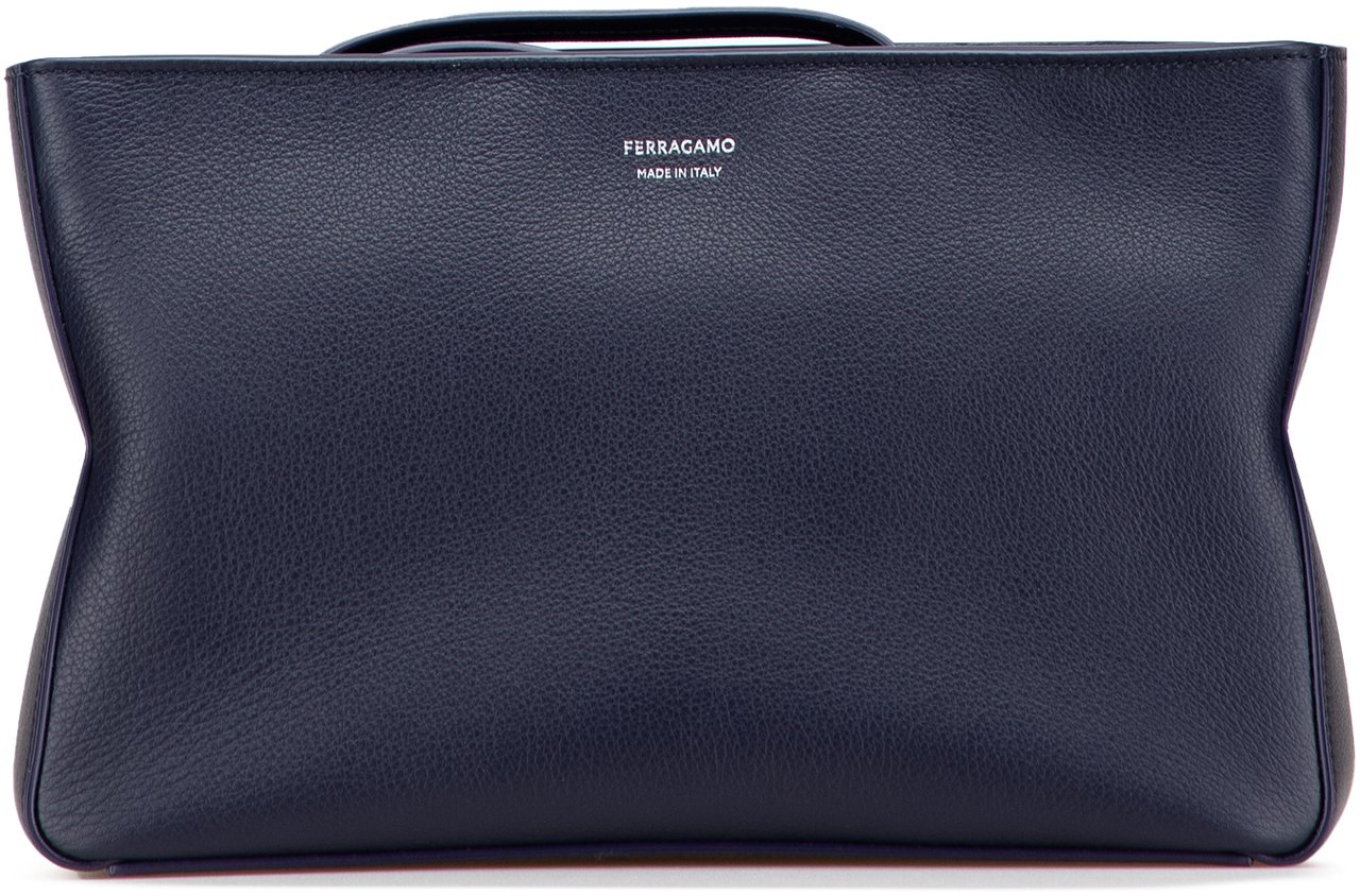 Ferragamo Leather Soft Pouch Blauw