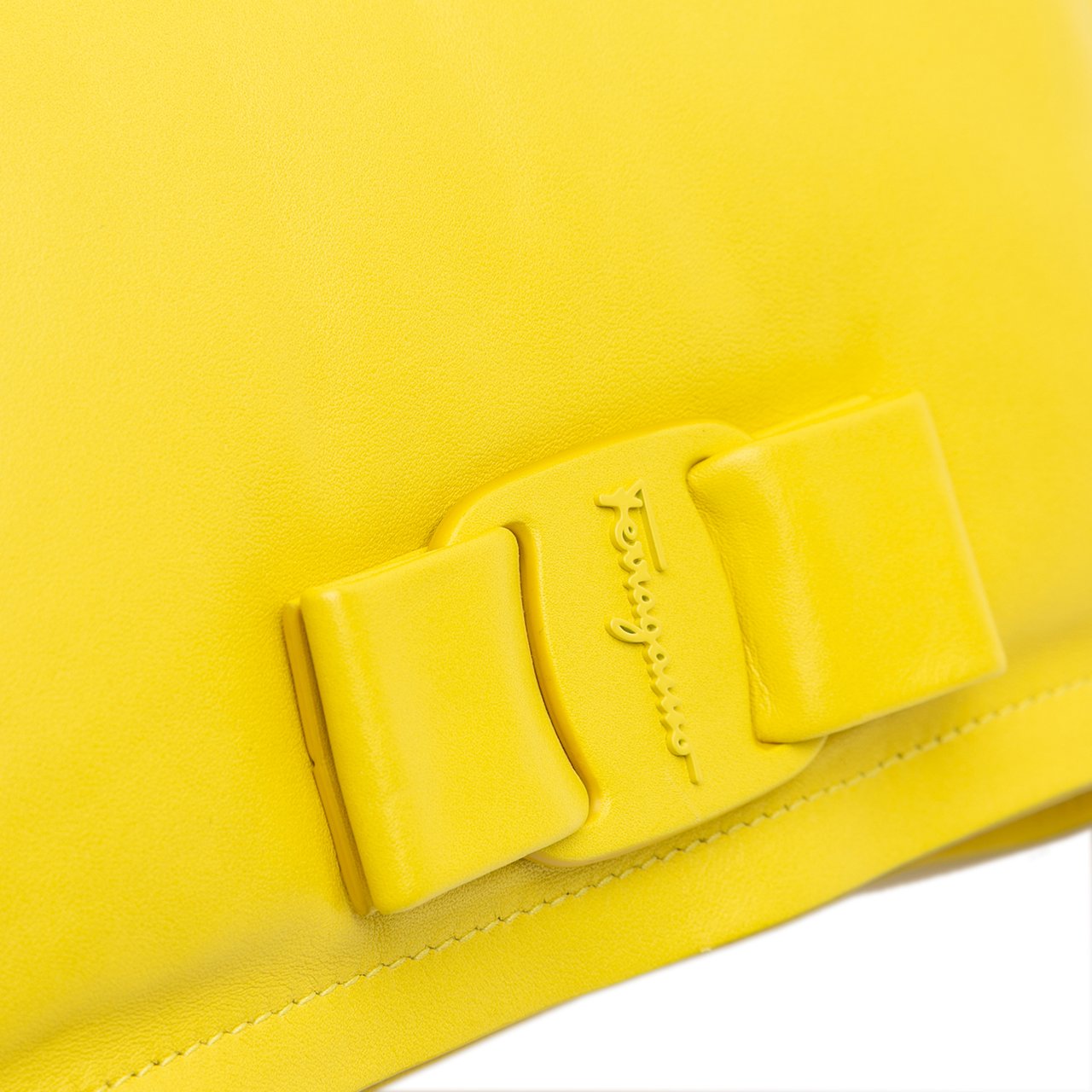Ferragamo Padded Leather Viva Bow Crossbody Geel