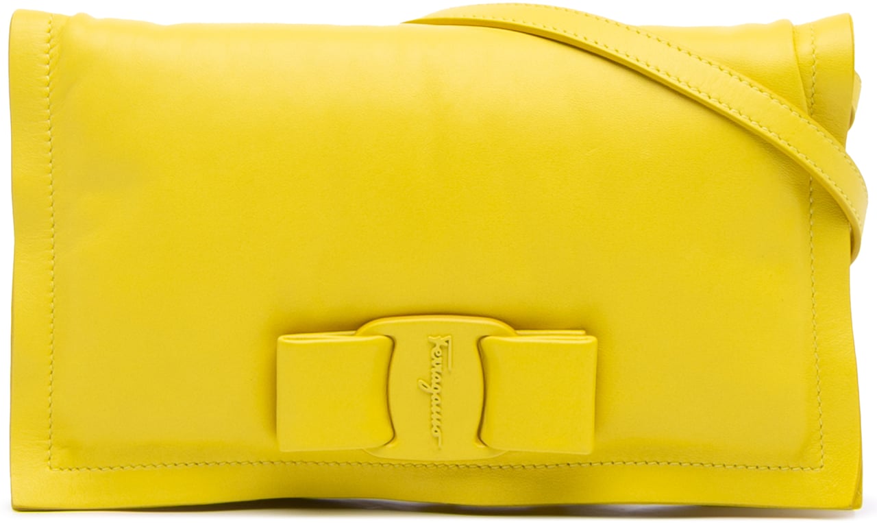 Ferragamo Padded Leather Viva Bow Crossbody Geel