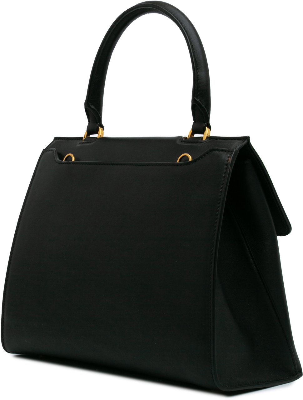 Ferragamo Leather Gancini Trifolio Satchel Zwart