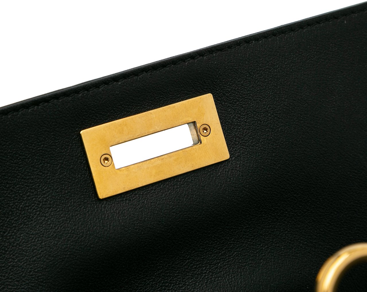 Ferragamo Leather Gancini Trifolio Satchel Zwart