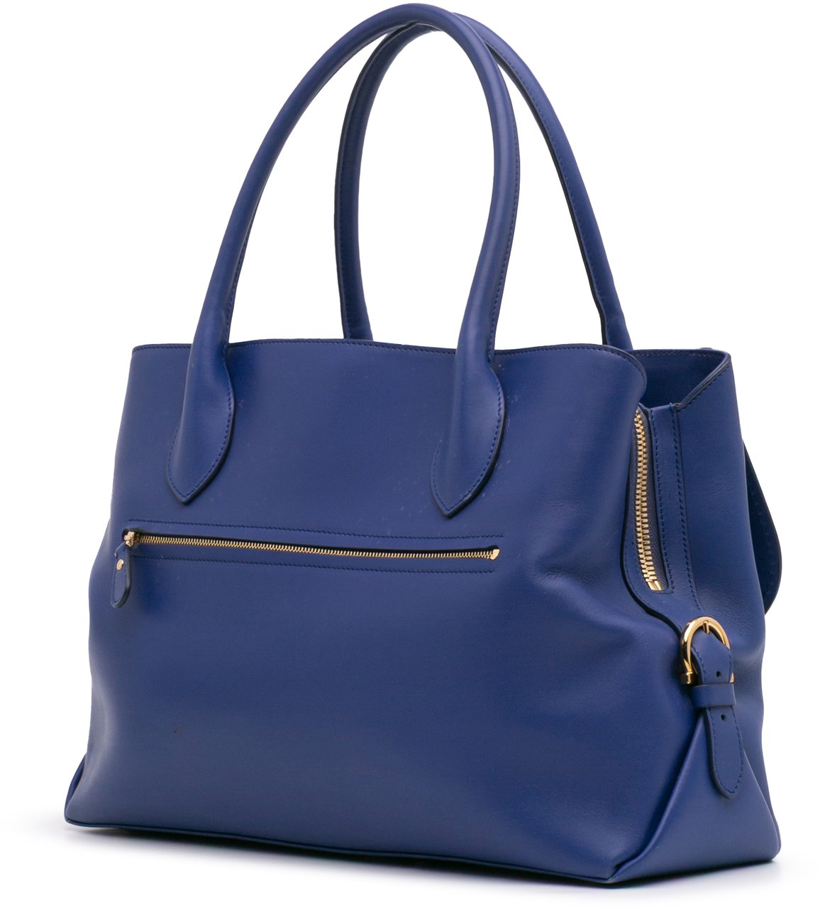 Ferragamo Leather Fiamma East West Tote Blauw