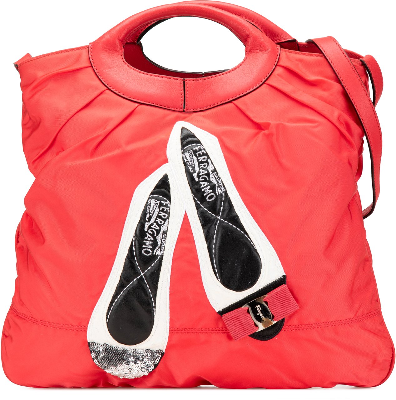 Ferragamo Nylon Vara Shoes Satchel Rood