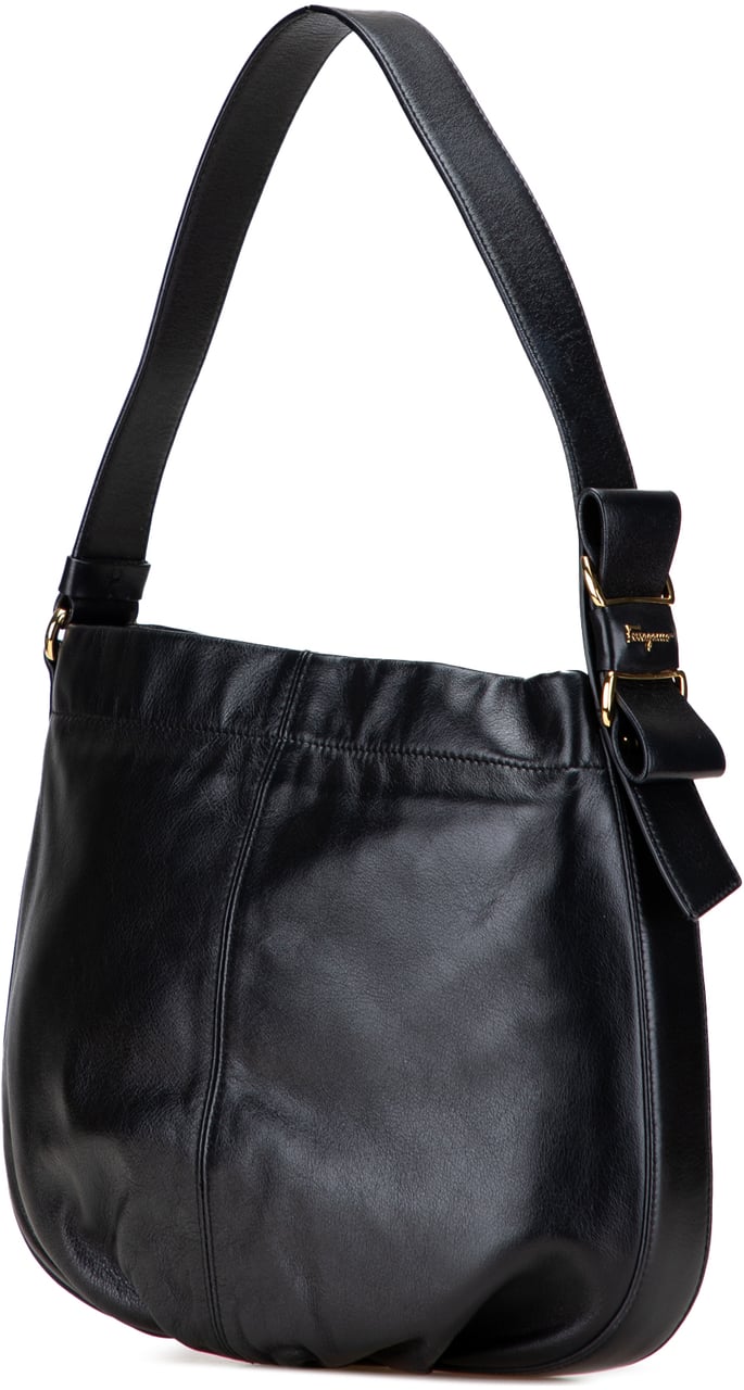Ferragamo Leather Vara Shoulder Bag Zwart