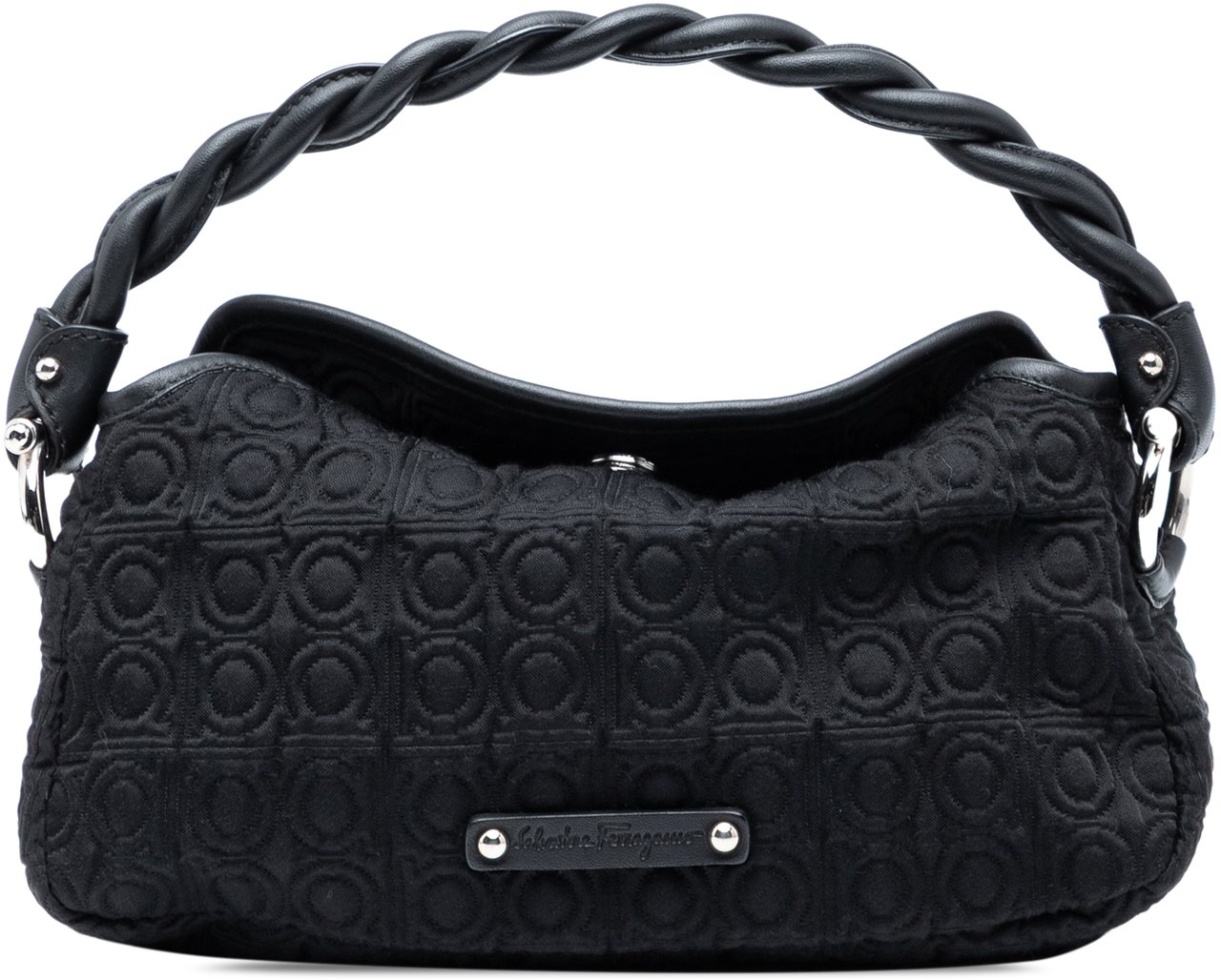 Ferragamo Gancini Canvas Handbag Zwart