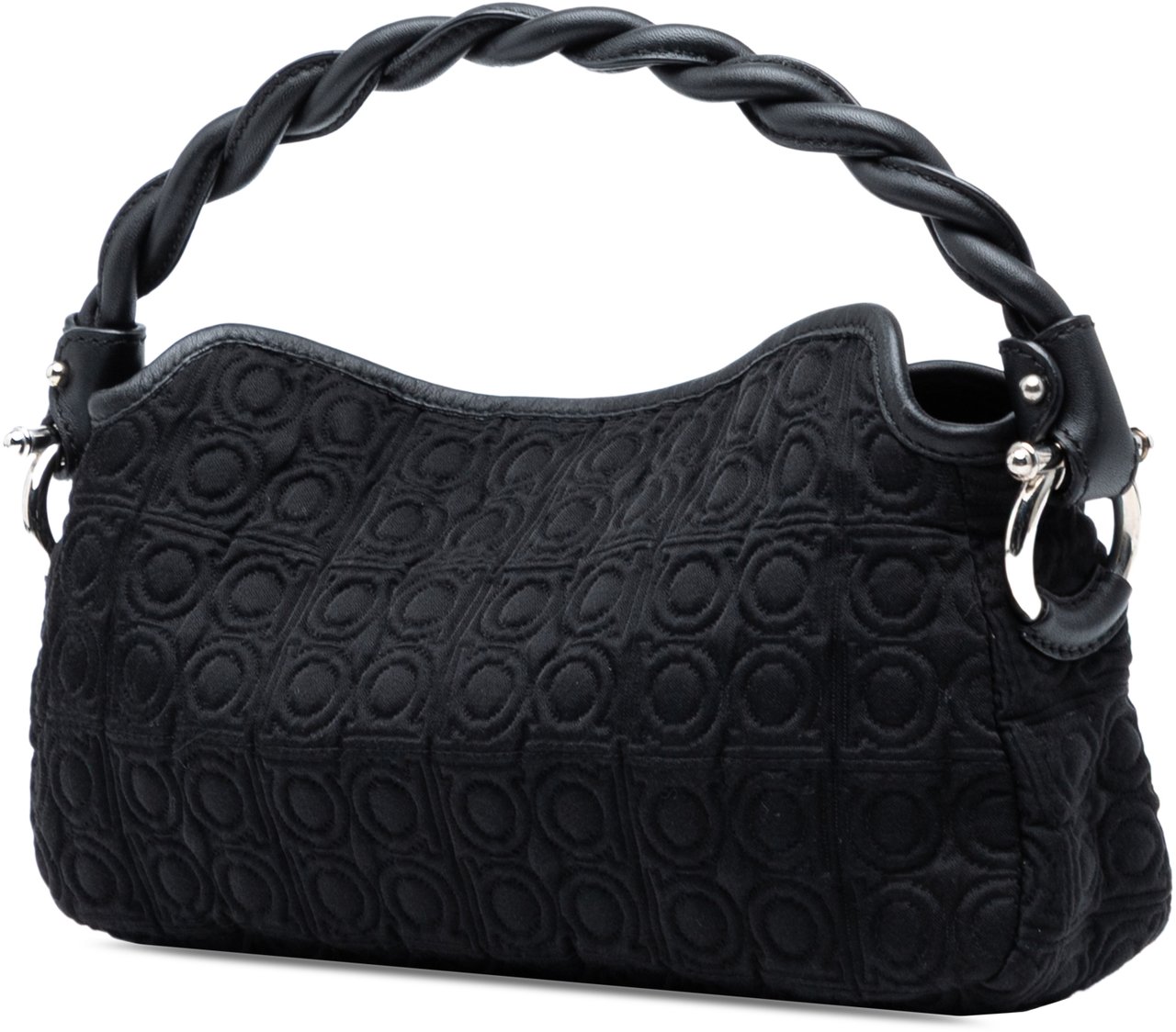 Ferragamo Gancini Canvas Handbag Zwart