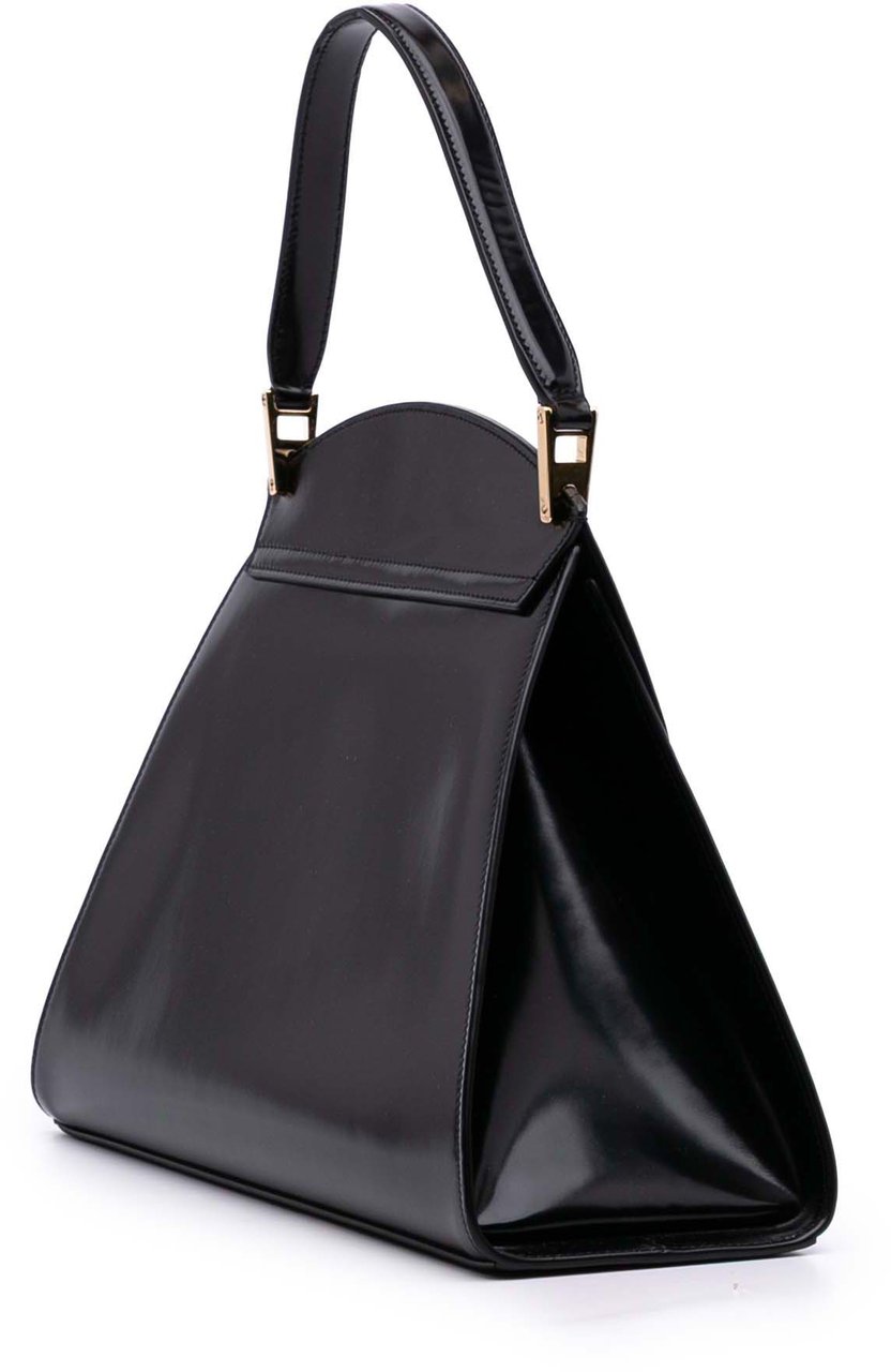 Ferragamo Medium Leather Prisma Top Handle Bag Zwart