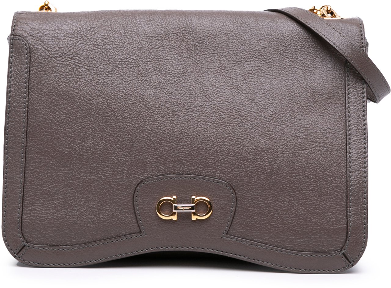 Ferragamo Leather Branca Shoulder Bag Bruin