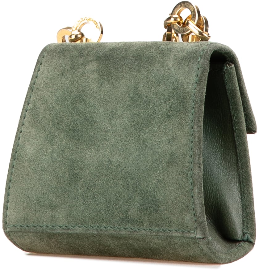 Ferragamo Mini Gancini Suede Chain Crossbody Groen
