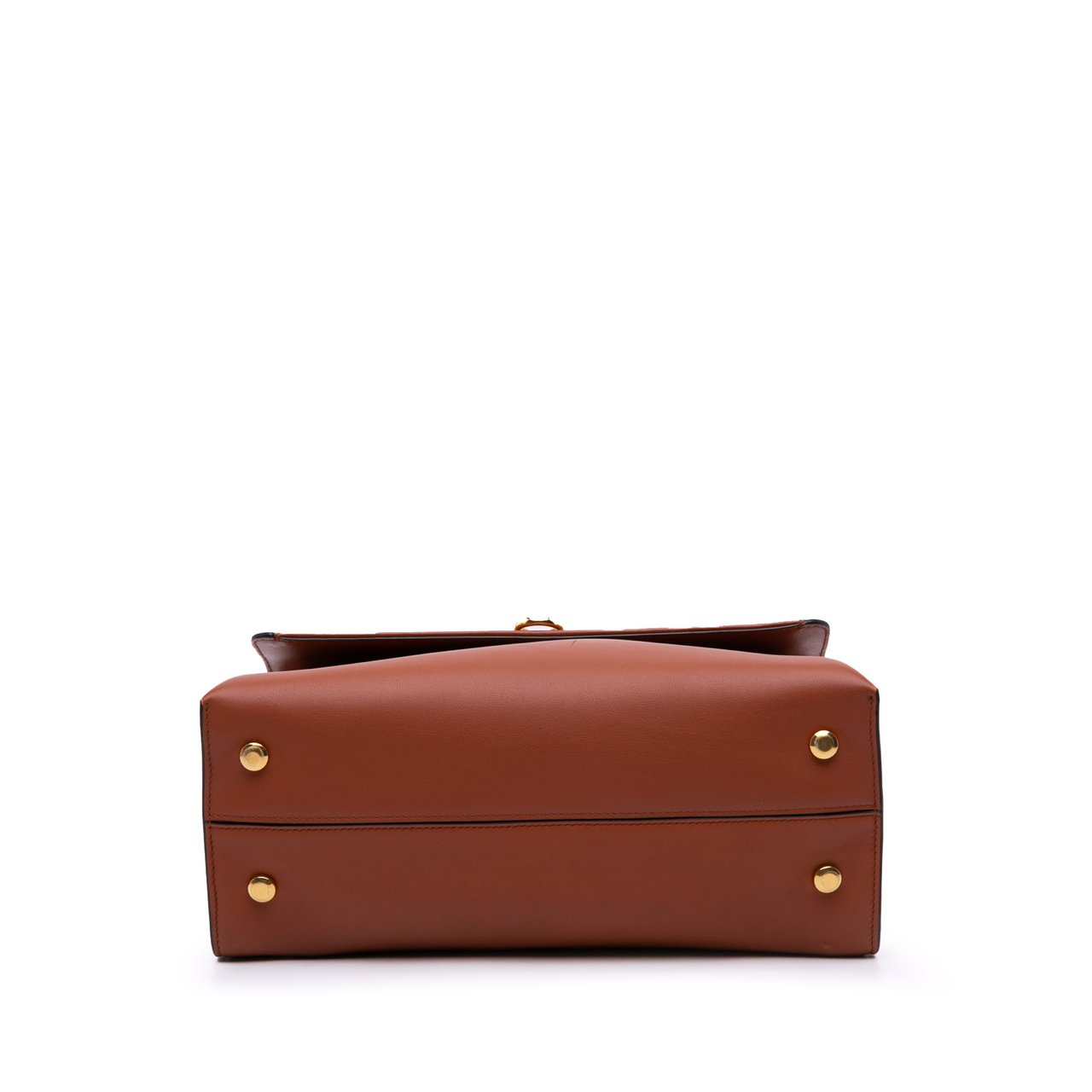 Ferragamo Leather Gancini Trifolio Top Handle Bag Bruin