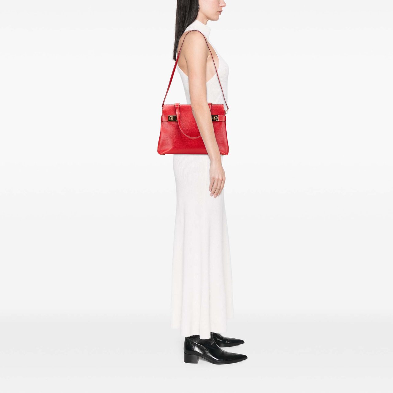 Ferragamo Leather Nencia Satchel Rood