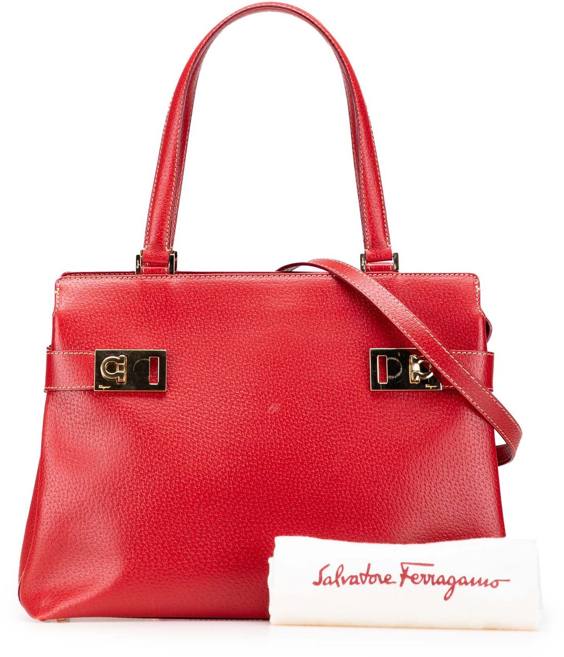 Ferragamo Leather Nencia Satchel Rood