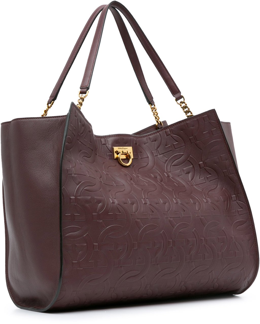 Ferragamo Gancini Embossed Trifolio Tote Bag Rood