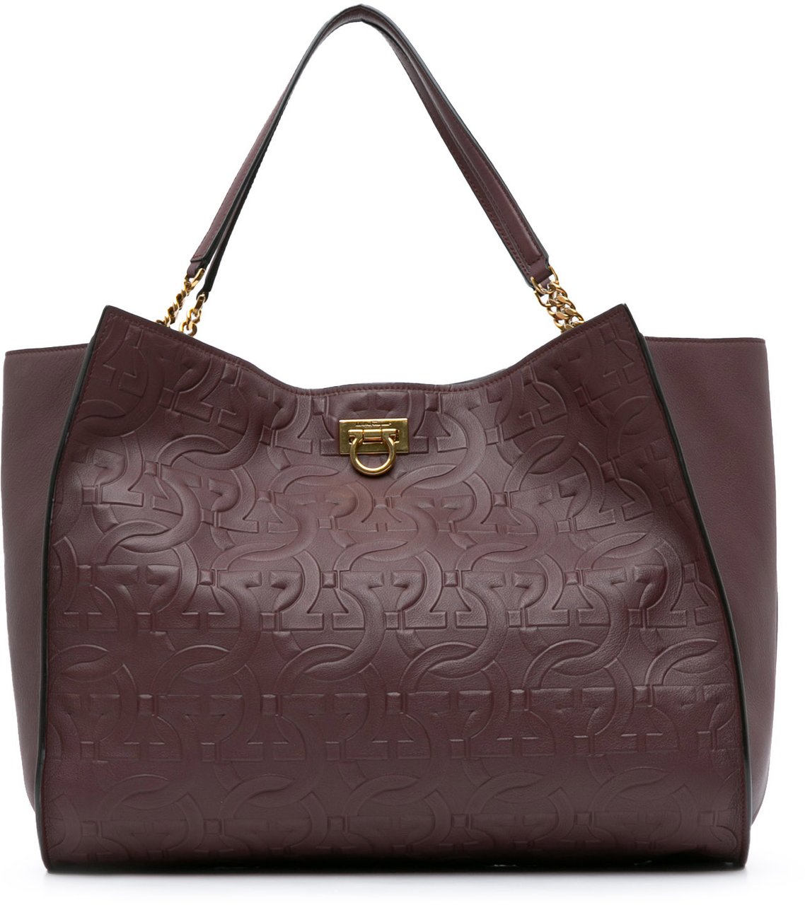 Ferragamo Gancini Embossed Trifolio Tote Bag Rood