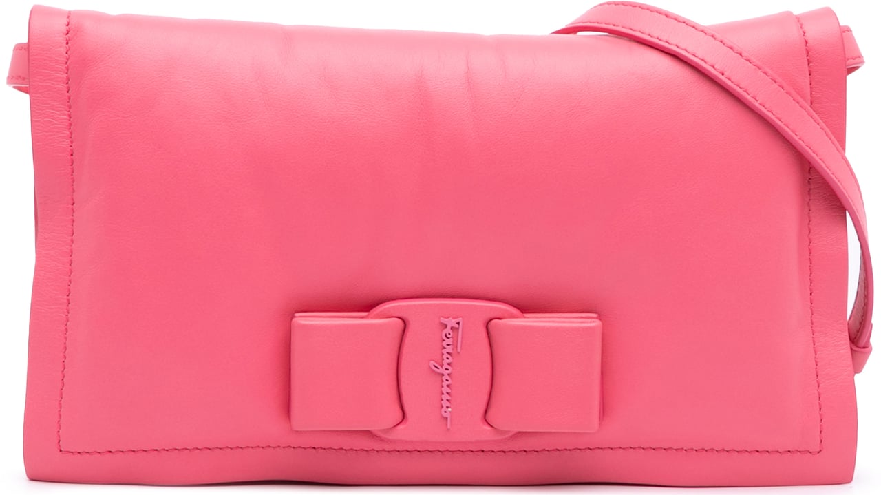 Ferragamo Mini Padded Leather Viva Bow Crossbody Roze