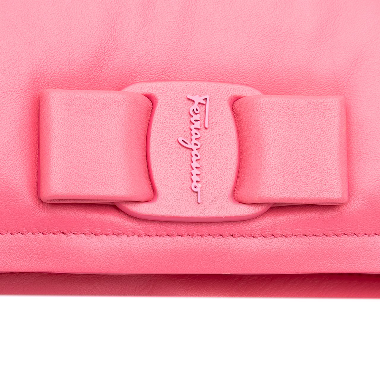 Ferragamo Mini Padded Leather Viva Bow Crossbody Roze