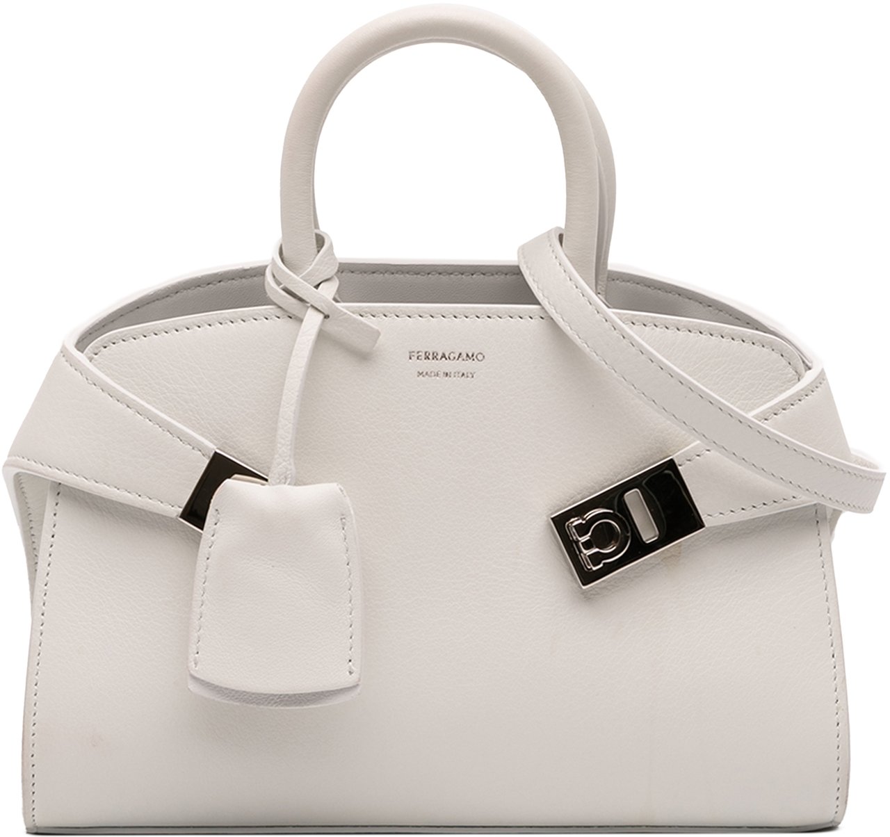 Ferragamo Calfskin Hug Satchel XS Wit