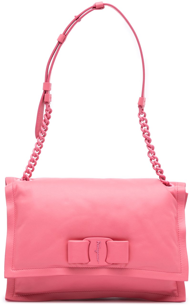 Ferragamo Padded Leather Viva Bow Crossbody Roze