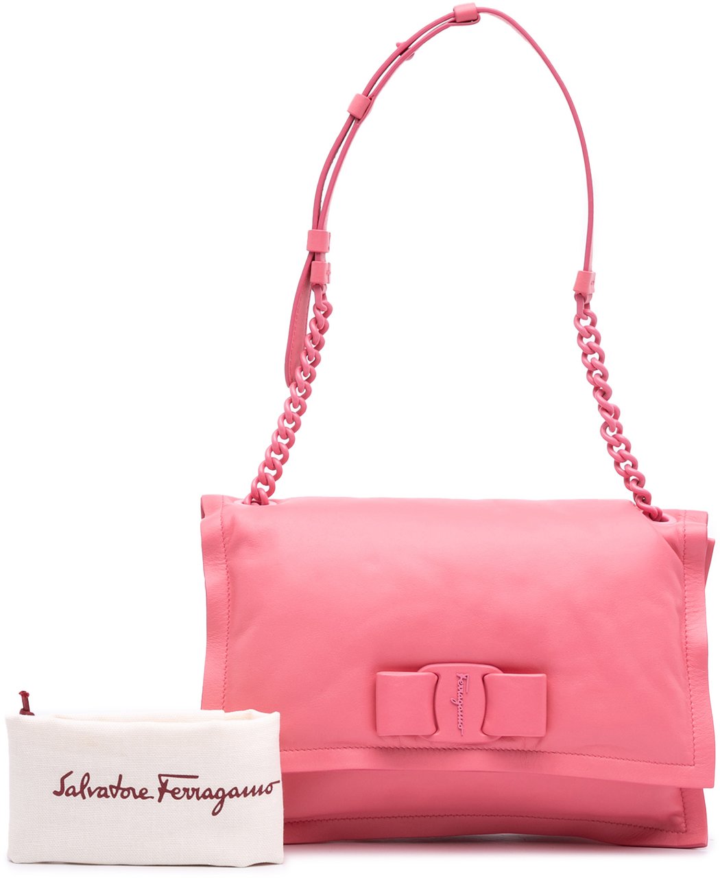 Ferragamo Padded Leather Viva Bow Crossbody Roze