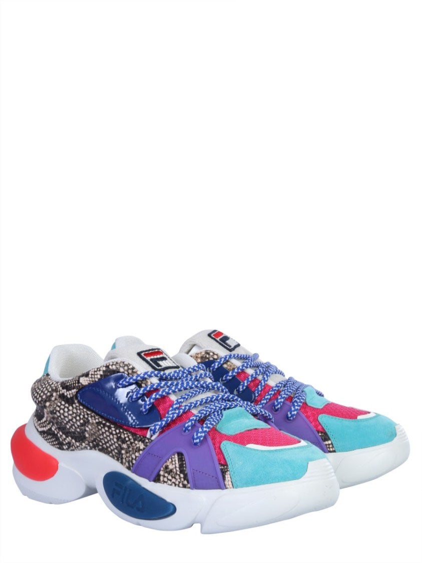 Fila Multi-Color Chunky Sneakers With Tubular Sole Blauw