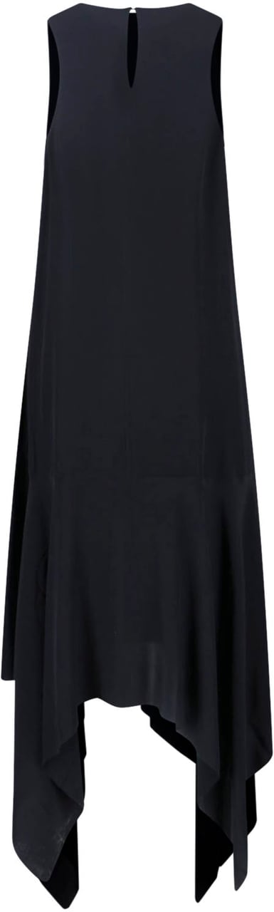 Filippa K Black Scarf Hem Asymmetrical Midi Dress Zwart